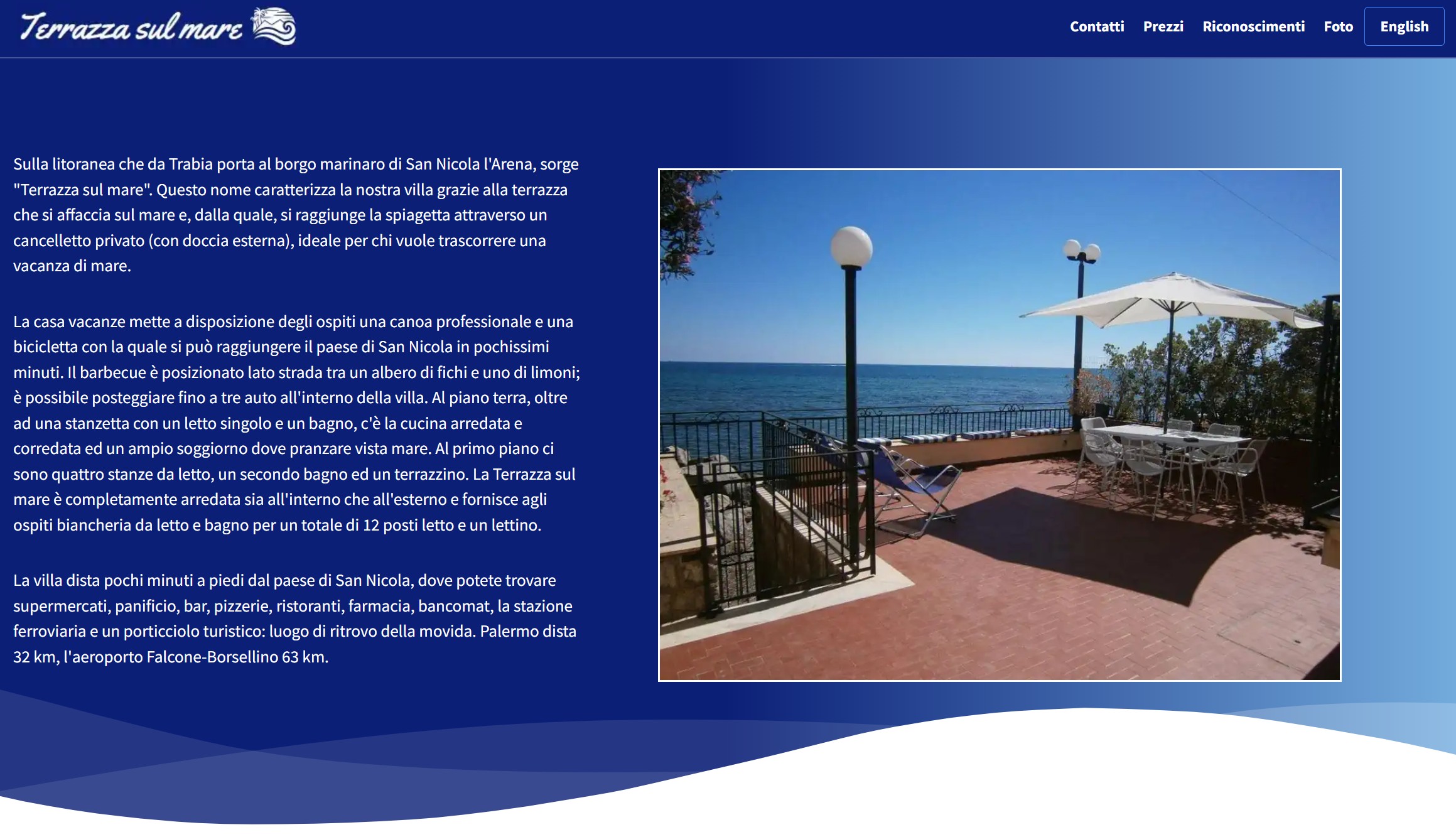 Design and development of the Terrazza sul Mare Trabia website